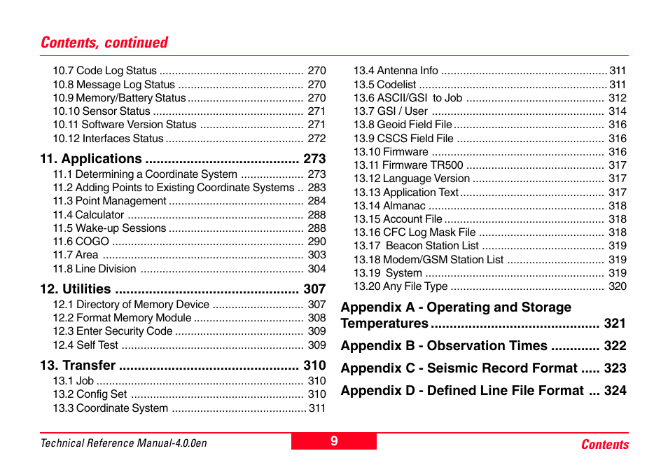 Contents, continued | Leica Geosystems GPS System 500 - Technical Reference Manual User Manual | Page 9 / 391