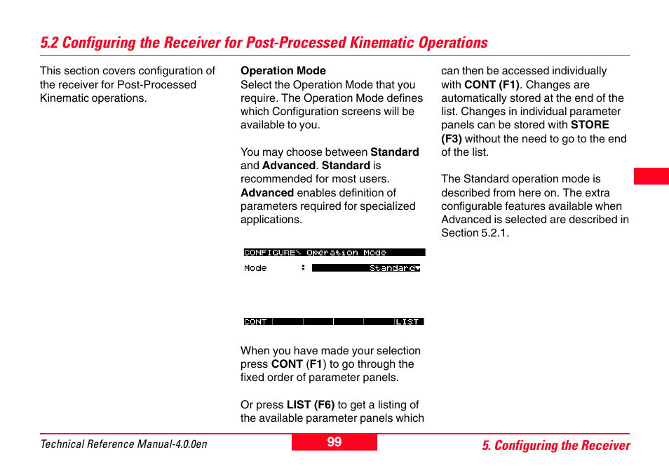 2 configuring the receiver for post-processed, Kinematic operations | Leica Geosystems GPS System 500 - Technical Reference Manual User Manual | Page 99 / 391