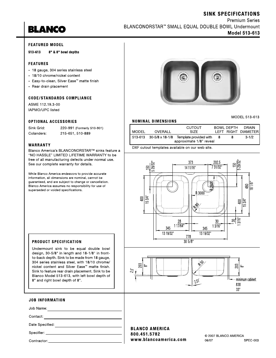 Blanco 513-613 User Manual | 1 page