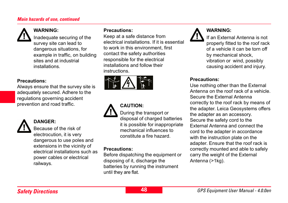 Leica Geosystems GPS System 500 Equipment - User Manual User Manual | Page 48 / 62