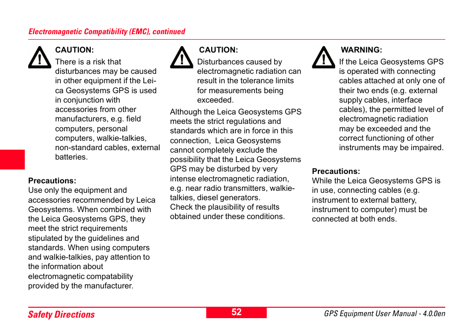 Leica Geosystems GPS System 500 Equipment - User Manual User Manual | Page 52 / 62