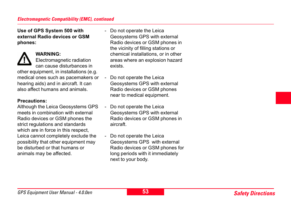 Leica Geosystems GPS System 500 Equipment - User Manual User Manual | Page 53 / 62