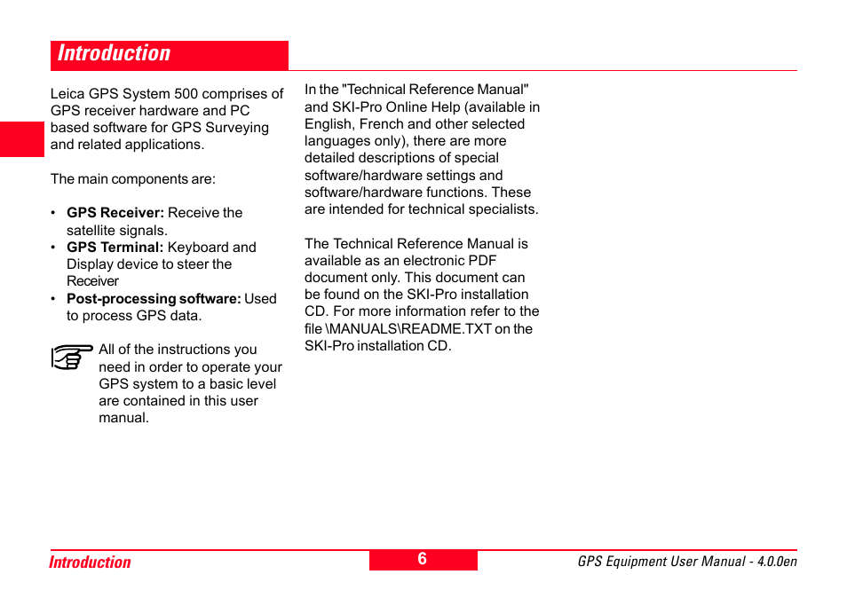 Introduction, System description | Leica Geosystems GPS System 500 Equipment - User Manual User Manual | Page 6 / 62