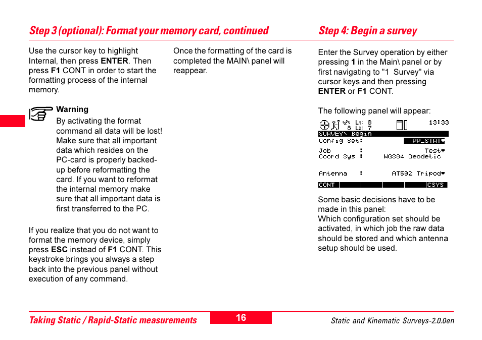Step 4: begin a survey | Leica Geosystems GPS System 500 - Getting Started with Static and Kinematic Surveys User Manual | Page 16 / 50