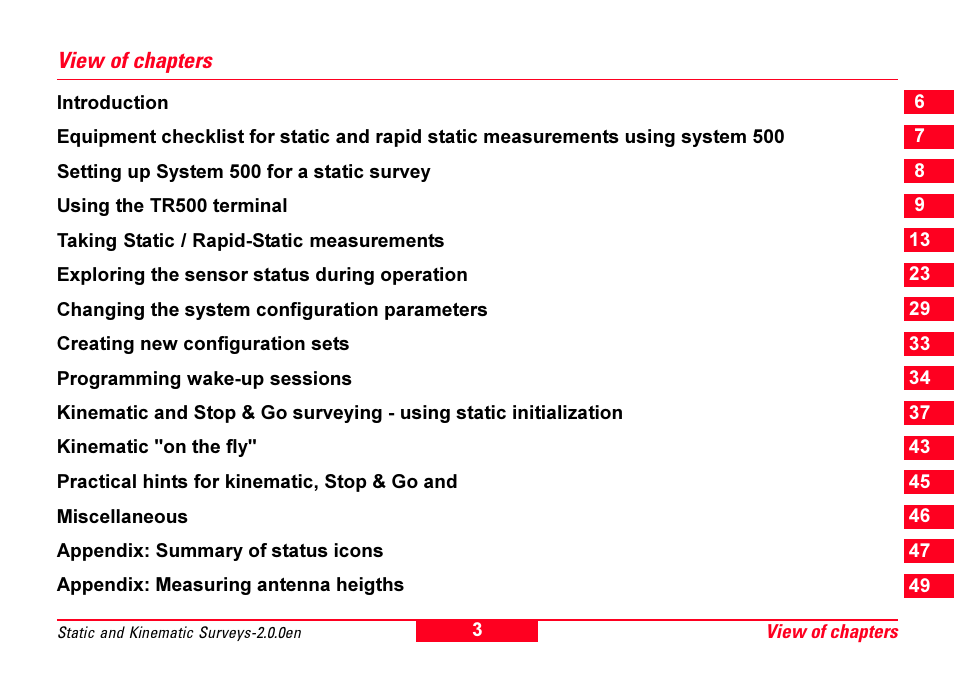 Leica Geosystems GPS System 500 - Getting Started with Static and Kinematic Surveys User Manual | Page 3 / 50