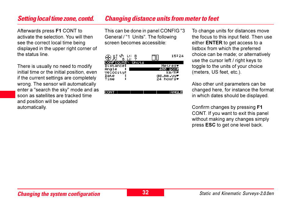 Changing distance units from meter to feet | Leica Geosystems GPS System 500 - Getting Started with Static and Kinematic Surveys User Manual | Page 32 / 50