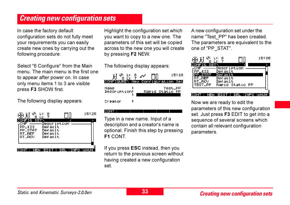 Creating new configuration sets | Leica Geosystems GPS System 500 - Getting Started with Static and Kinematic Surveys User Manual | Page 33 / 50