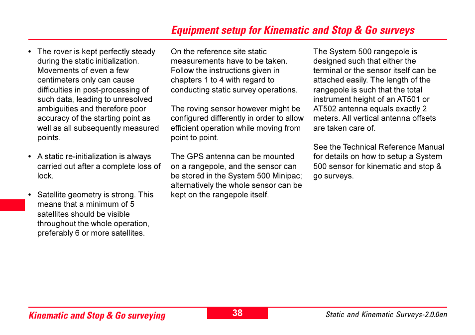 Leica Geosystems GPS System 500 - Getting Started with Static and Kinematic Surveys User Manual | Page 38 / 50