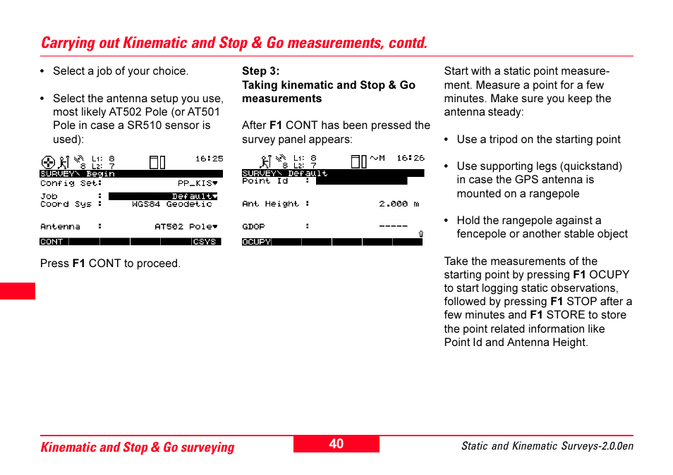 Leica Geosystems GPS System 500 - Getting Started with Static and Kinematic Surveys User Manual | Page 40 / 50