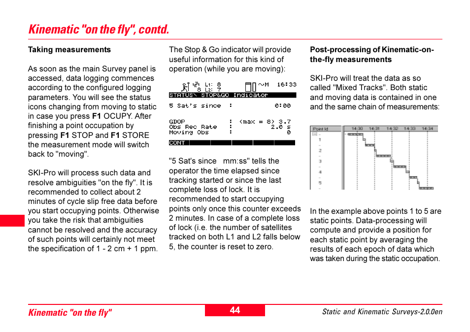 Kinematic "on the fly", contd | Leica Geosystems GPS System 500 - Getting Started with Static and Kinematic Surveys User Manual | Page 44 / 50