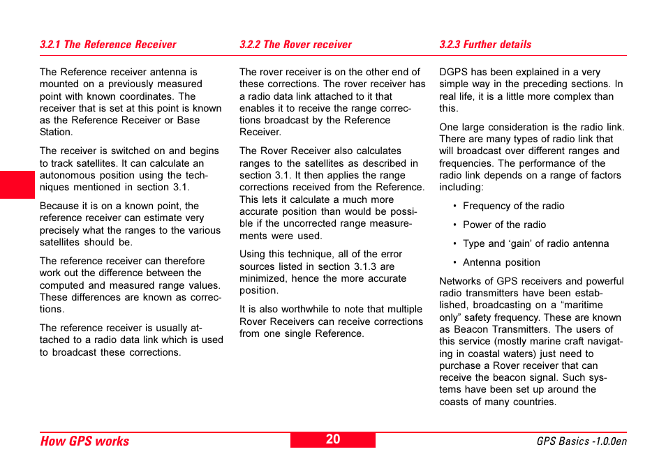 1 the reference receiver, 2 the rover receiver, 3 further details | Reference receiver, Rover receiver, How gps works 4 | Leica Geosystems GPS Basics User Manual | Page 20 / 64