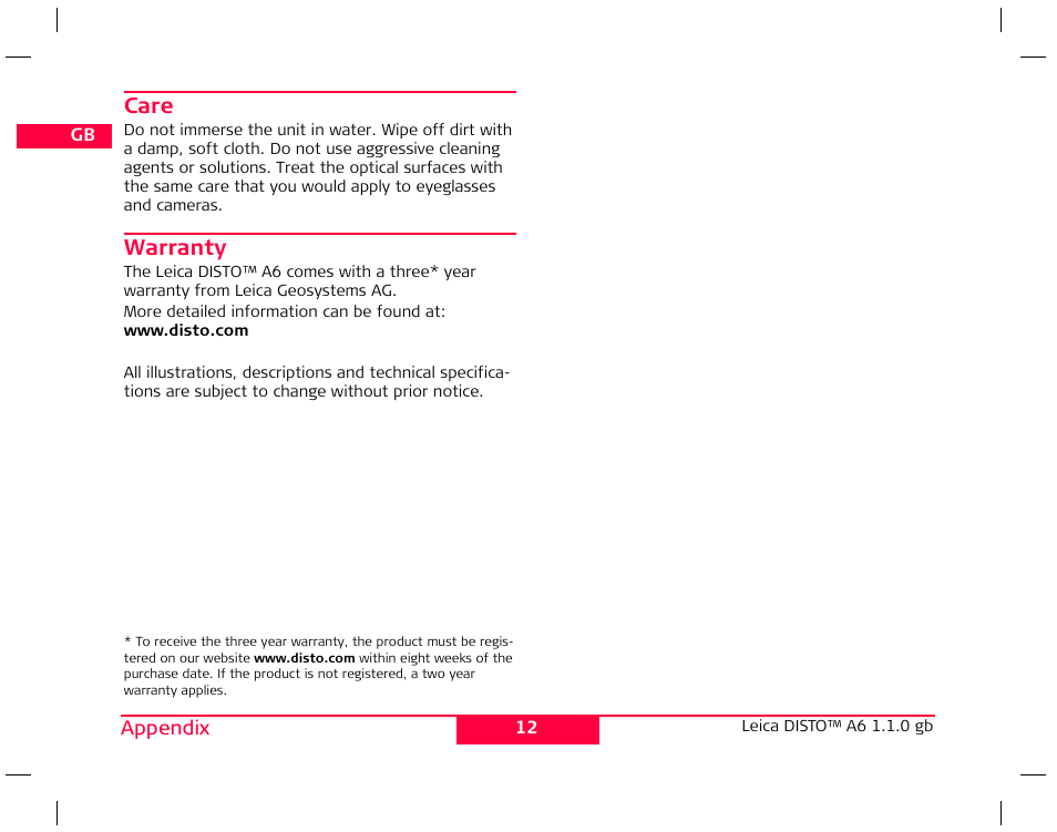 Leica Geosystems Leica DISTO A6 - User Manual User Manual | Page 15 / 16