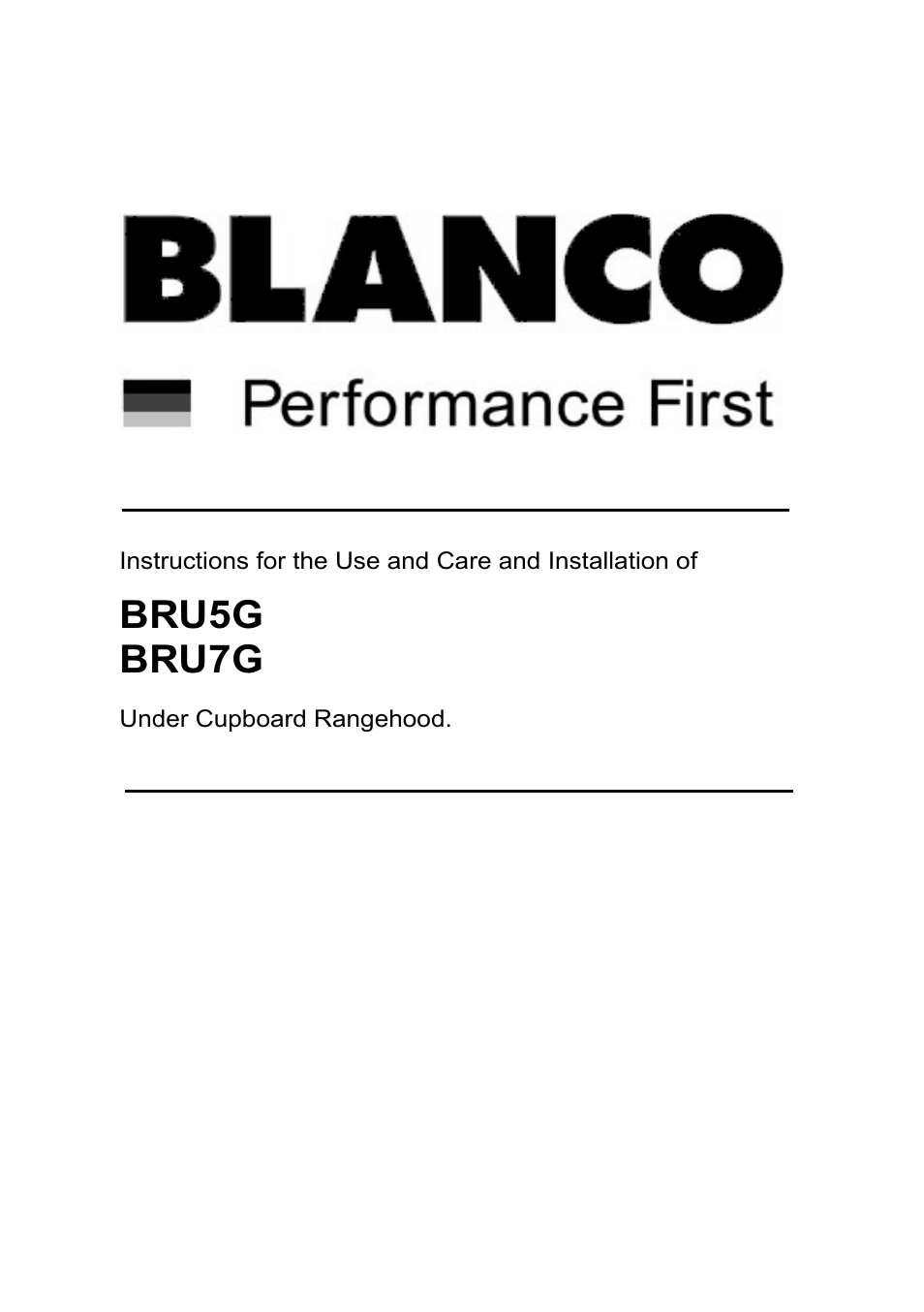 Blanco BRU7G User Manual | 11 pages