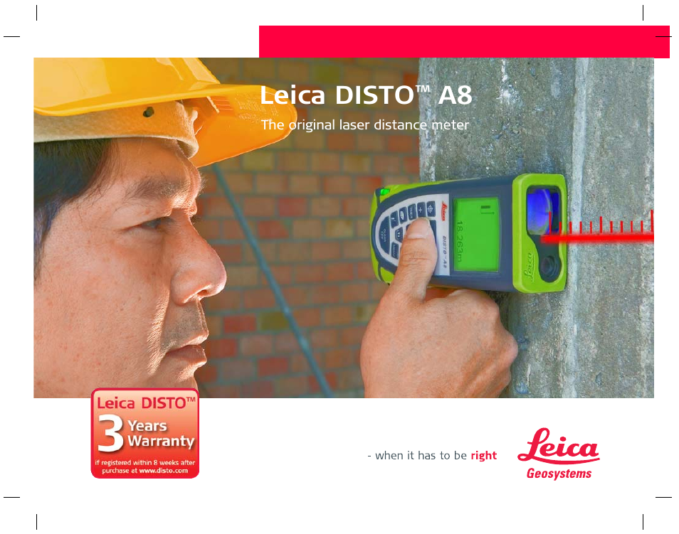 Leica Geosystems Leica DISTO A8 User Manual | 16 pages