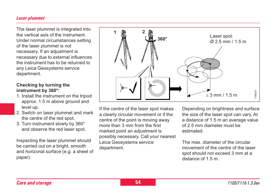 Laser plummet | Leica Geosystems T100 User Manual | Page 54 / 64