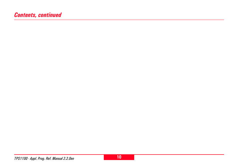 Contents, continued | Leica Geosystems TPS1100 Professional Series - Reference Manual User Manual | Page 10 / 272