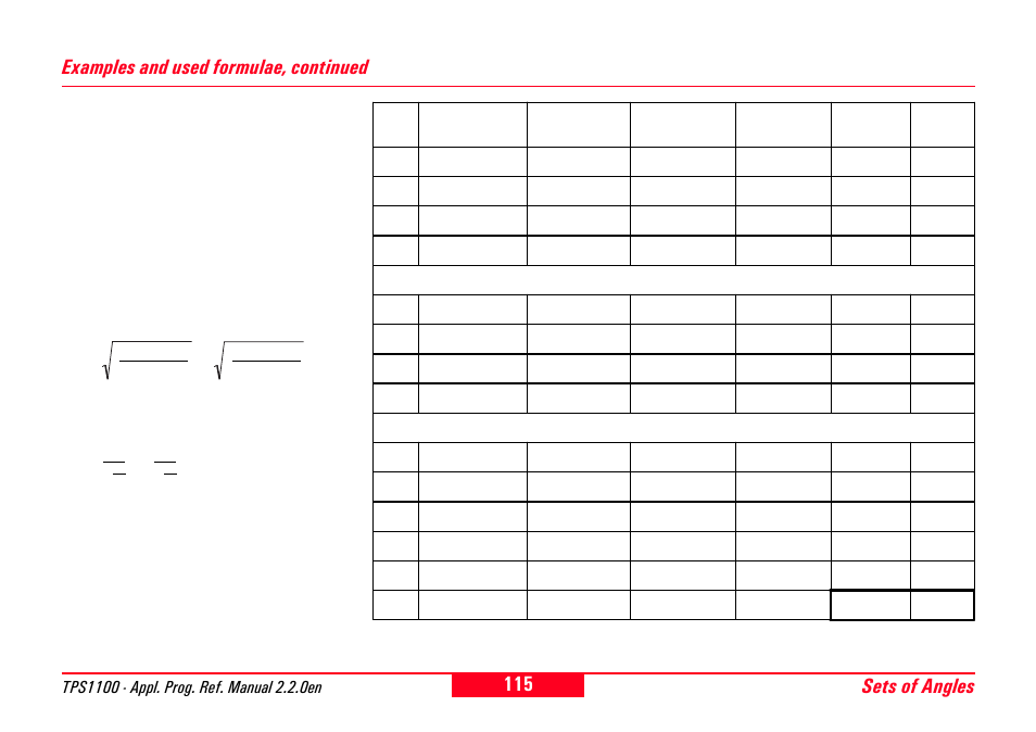 Sets of angles, Examples and used formulae, continued | Leica Geosystems TPS1100 Professional Series - Reference Manual User Manual | Page 115 / 272