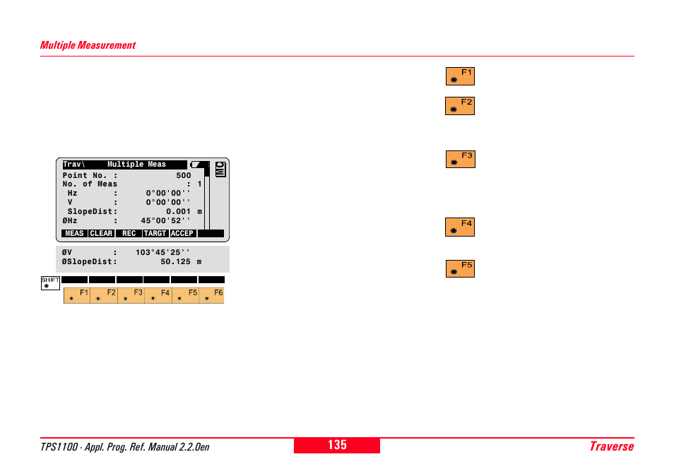 Multiple measurement, Traverse | Leica Geosystems TPS1100 Professional Series - Reference Manual User Manual | Page 135 / 272