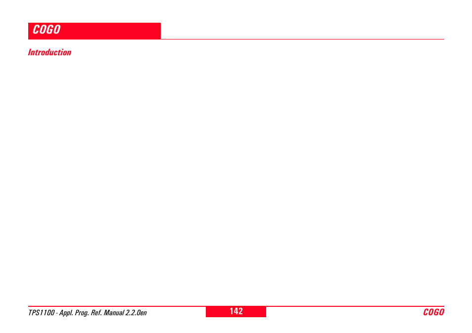 Cogo, Introduction | Leica Geosystems TPS1100 Professional Series - Reference Manual User Manual | Page 142 / 272