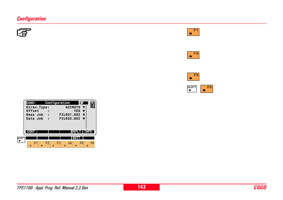 Configuration, Cogo configuration | Leica Geosystems TPS1100 Professional Series - Reference Manual User Manual | Page 143 / 272