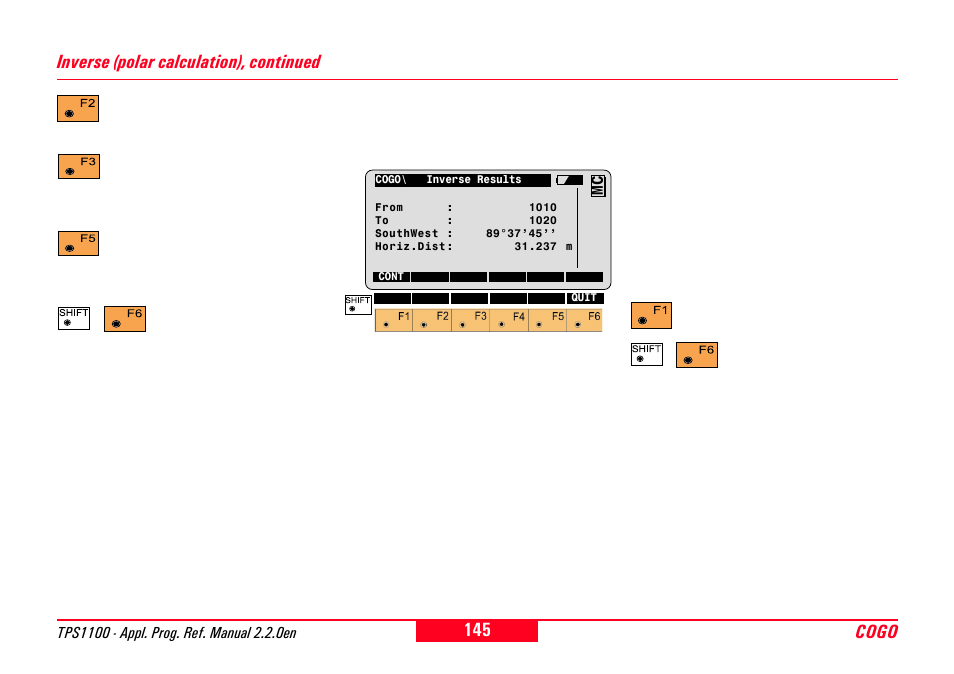 Cogo, Inverse (polar calculation), continued | Leica Geosystems TPS1100 Professional Series - Reference Manual User Manual | Page 145 / 272