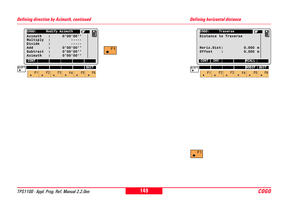 Defining horizontal distance, Cogo | Leica Geosystems TPS1100 Professional Series - Reference Manual User Manual | Page 149 / 272