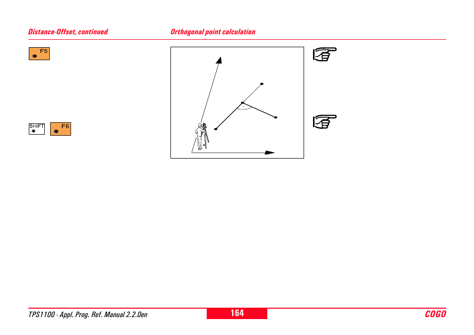 Orthogonal point calculation, Cogo | Leica Geosystems TPS1100 Professional Series - Reference Manual User Manual | Page 164 / 272