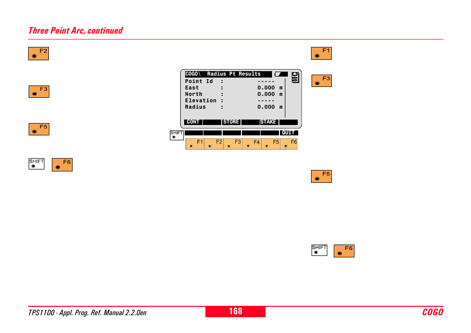 Cogo, Three point arc, continued | Leica Geosystems TPS1100 Professional Series - Reference Manual User Manual | Page 168 / 272