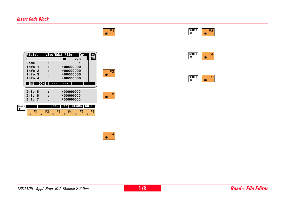 Insert code block, Road+ file editor | Leica Geosystems TPS1100 Professional Series - Reference Manual User Manual | Page 178 / 272