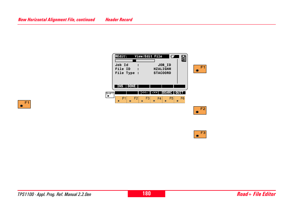 Header record, Road+ file editor | Leica Geosystems TPS1100 Professional Series - Reference Manual User Manual | Page 180 / 272