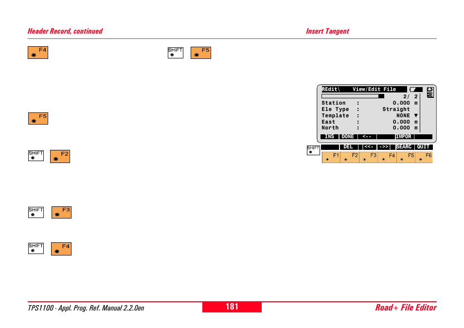 Insert tangent, Road+ file editor | Leica Geosystems TPS1100 Professional Series - Reference Manual User Manual | Page 181 / 272