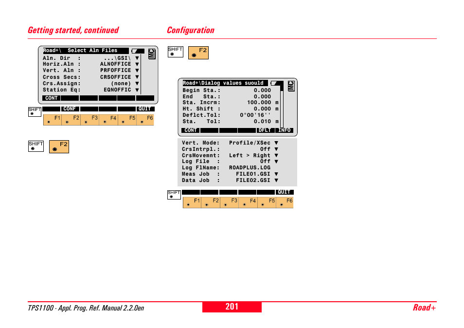 Configuration, Road+ getting started, continued | Leica Geosystems TPS1100 Professional Series - Reference Manual User Manual | Page 201 / 272