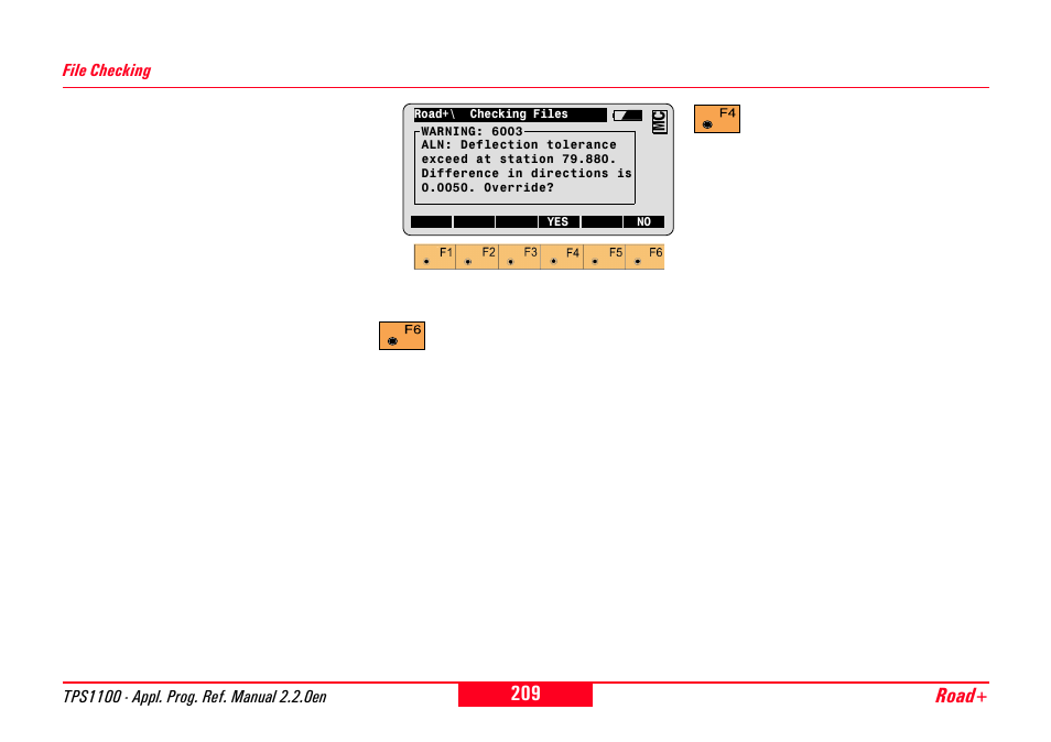 File checking, Road | Leica Geosystems TPS1100 Professional Series - Reference Manual User Manual | Page 209 / 272