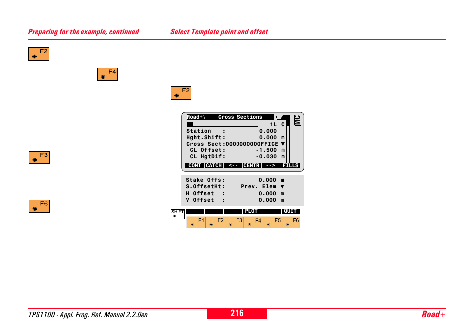 Select template point and offset, Road | Leica Geosystems TPS1100 Professional Series - Reference Manual User Manual | Page 216 / 272