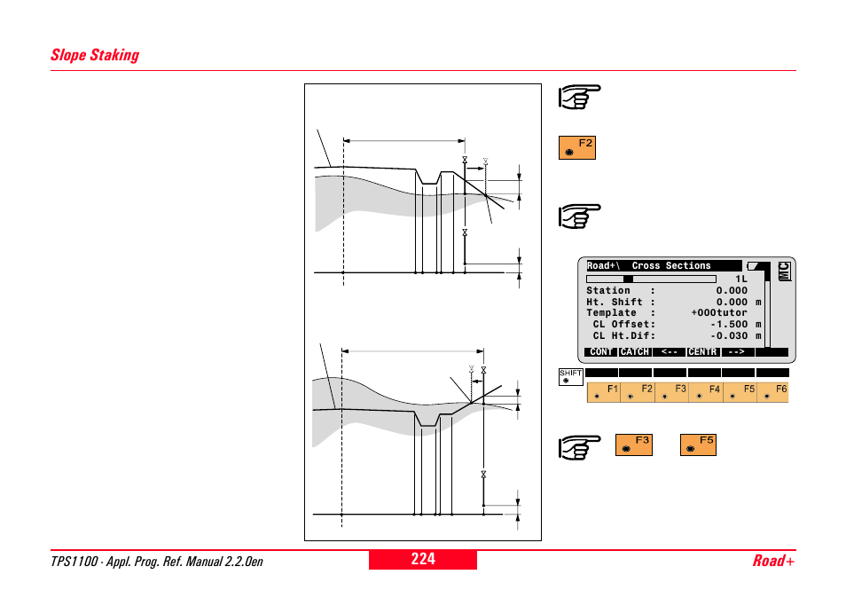 Slope staking, Road | Leica Geosystems TPS1100 Professional Series - Reference Manual User Manual | Page 224 / 272