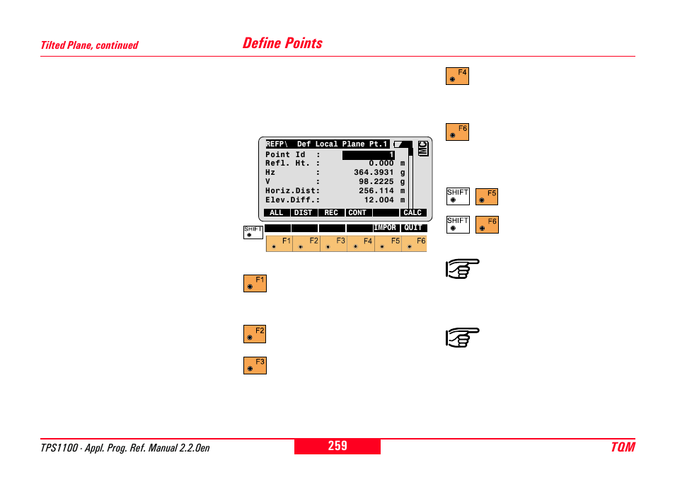 Define points | Leica Geosystems TPS1100 Professional Series - Reference Manual User Manual | Page 259 / 272