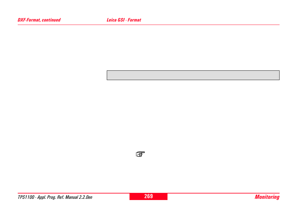 Leica gsi - format, Monitoring | Leica Geosystems TPS1100 Professional Series - Reference Manual User Manual | Page 269 / 272