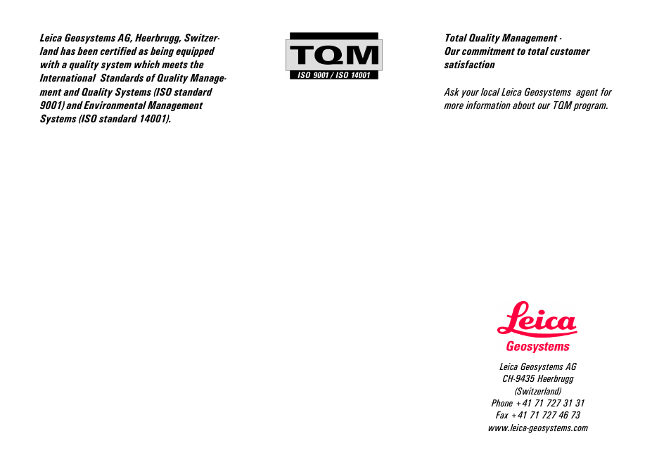 Leica Geosystems TPS1100 Professional Series - Reference Manual User Manual | Page 272 / 272