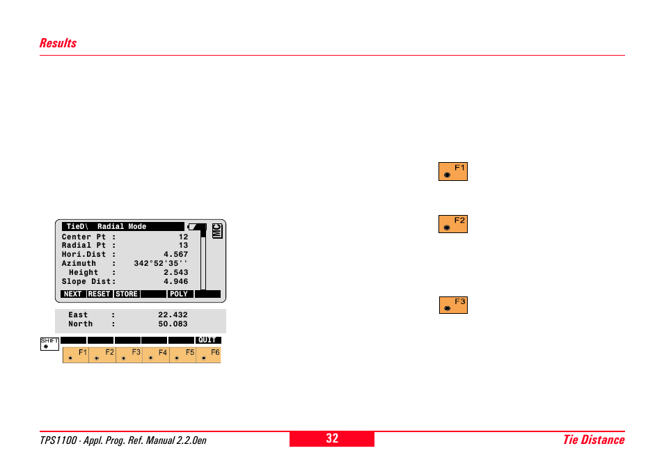 Results, Tie distance results | Leica Geosystems TPS1100 Professional Series - Reference Manual User Manual | Page 32 / 272