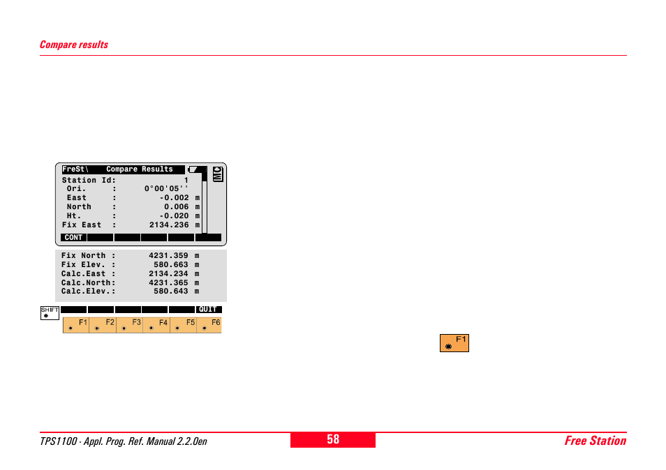 Compare results, Free station | Leica Geosystems TPS1100 Professional Series - Reference Manual User Manual | Page 58 / 272