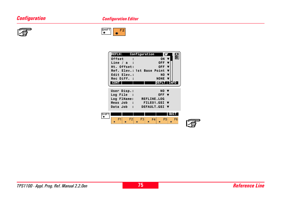 Configuration, Configuration editor, Reference line configuration | Leica Geosystems TPS1100 Professional Series - Reference Manual User Manual | Page 75 / 272
