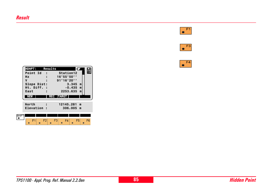 Result, Hidden point result | Leica Geosystems TPS1100 Professional Series - Reference Manual User Manual | Page 85 / 272