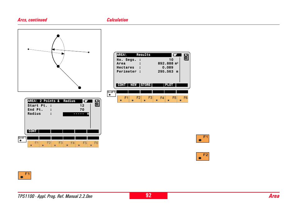 Calculation, Area | Leica Geosystems TPS1100 Professional Series - Reference Manual User Manual | Page 92 / 272