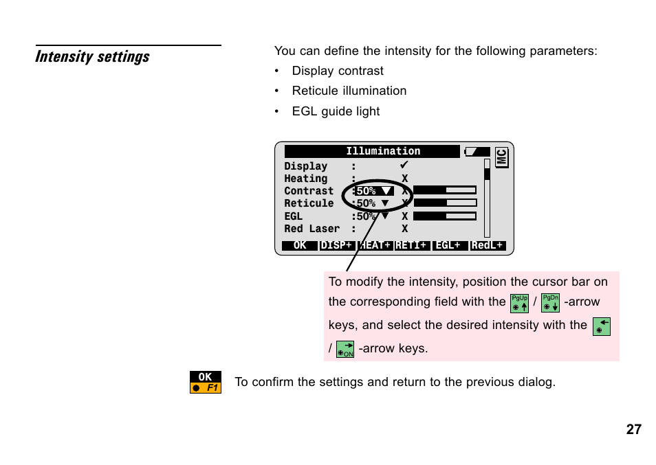 Intensity settings | Leica Geosystems TPS1100 Professional Series - System Field Manual User Manual | Page 27 / 106