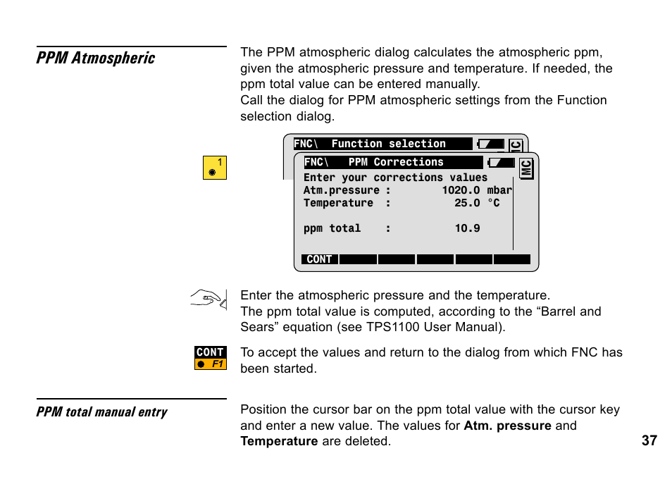 Ppm atmospheric | Leica Geosystems TPS1100 Professional Series - System Field Manual User Manual | Page 37 / 106