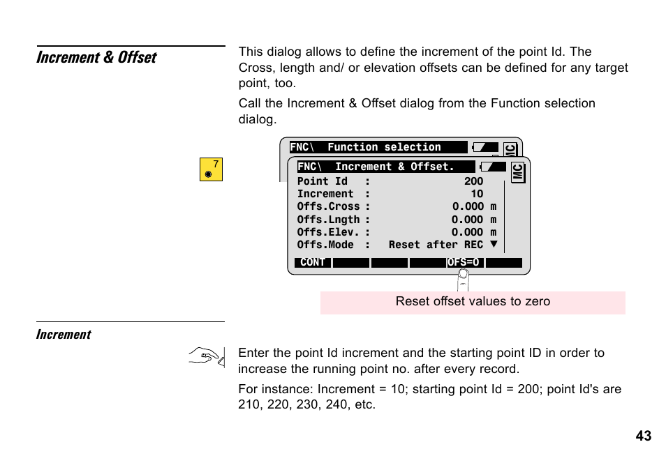 Increment & offset, Increment | Leica Geosystems TPS1100 Professional Series - System Field Manual User Manual | Page 43 / 106