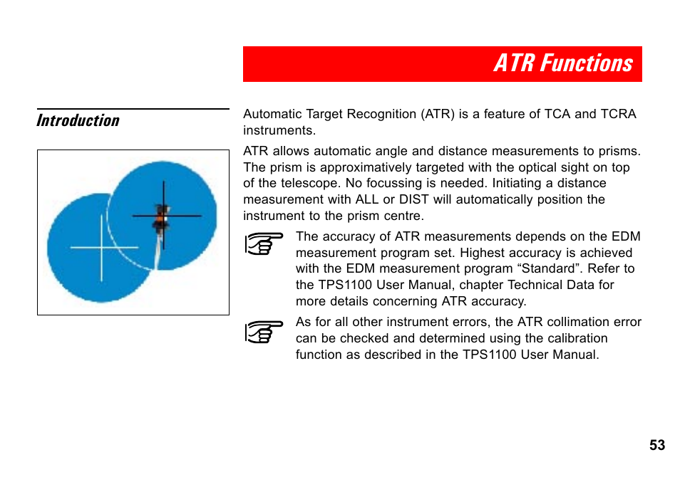 Atr functions | Leica Geosystems TPS1100 Professional Series - System Field Manual User Manual | Page 53 / 106