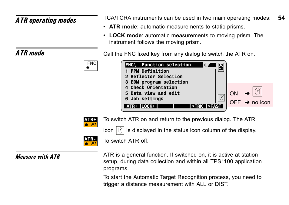 Atr operating modes atr mode | Leica Geosystems TPS1100 Professional Series - System Field Manual User Manual | Page 54 / 106