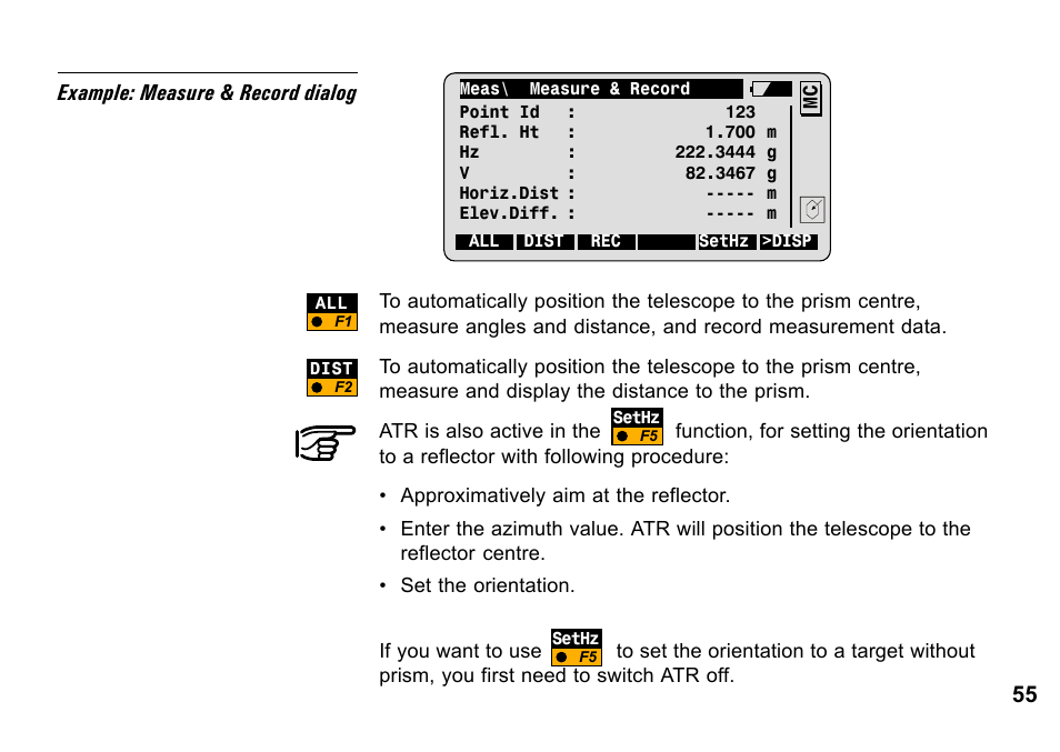 55 example: measure & record dialog | Leica Geosystems TPS1100 Professional Series - System Field Manual User Manual | Page 55 / 106