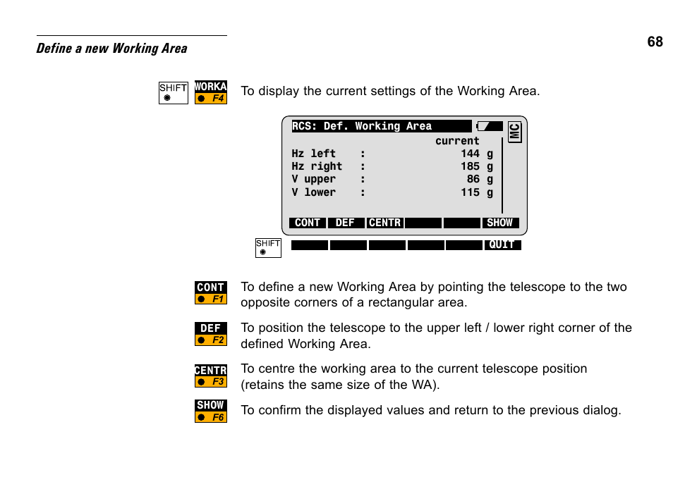 68 define a new working area | Leica Geosystems TPS1100 Professional Series - System Field Manual User Manual | Page 68 / 106
